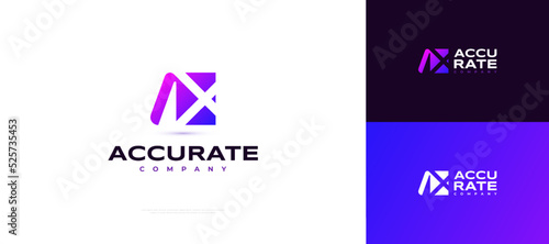 Initial A and X Logo Design in Negative Space Concept. AX Logo Design in Modern Gradient Style