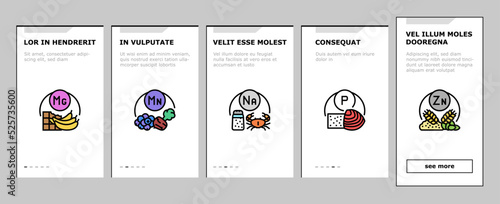 Vitamin Mineral Medical Complex onboarding icons set vector