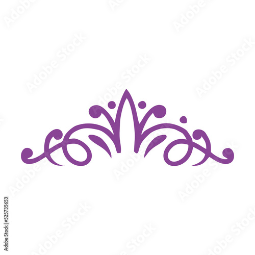 Crown for the king's daughter. Simple purple tiara design. Vintage Elegant purple Tiara logo Isolated crown illustration
