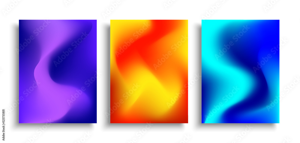 Modern colorful gradient set background. Abstract trendy fluid shape design. Template collection for brochure, cover, flyer, poster, banner. Vector illustration