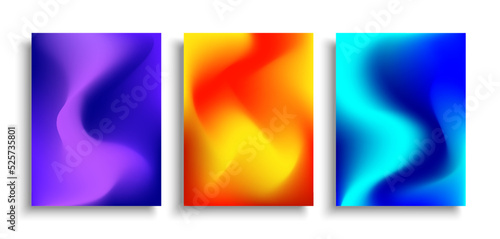 Modern colorful gradient set background. Abstract trendy fluid shape design. Template collection for brochure, cover, flyer, poster, banner. Vector illustration © Ardkyuu