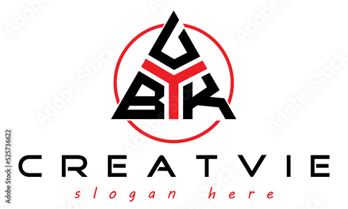 BUK three letter creative triangle initial letter logo design vector template. 