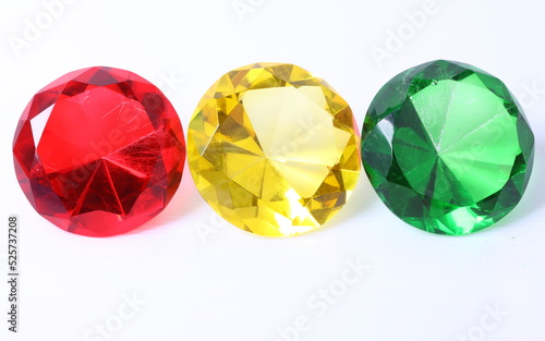  Yellow,green and red diamond on white background