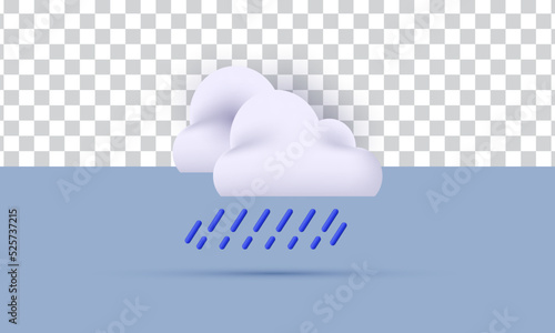 unique realistic cloud rain icon nature 3d design isolated on background.Trendy and modern vector in 3d style. photo