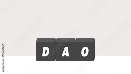 DAOの文字が入った黒いブロックのイラスト - シンプルな分散型自律組織の文字素材
