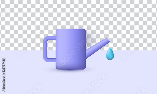 unique realistic watering can water drop gardening tools 3d design isolated on background.Trendy and modern vector in 3d style.