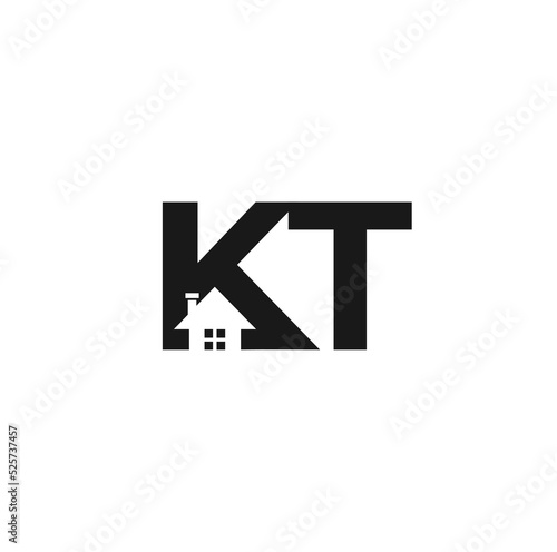 Letter KT logo design. Home vector Illustration.