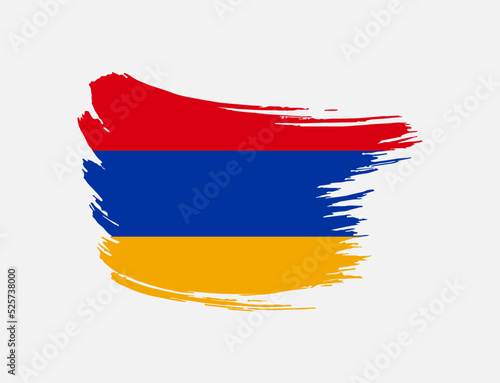 Stain brush painted stroke flag of Armenia on isolated background