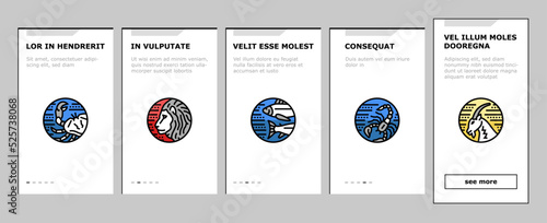 Zodiac Astrological Sign Animal onboarding icons set vector