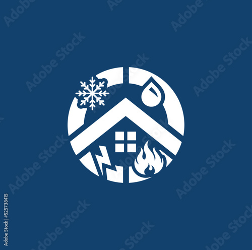 Disaster Restoration Logo design. Emblem Vector Illustration.