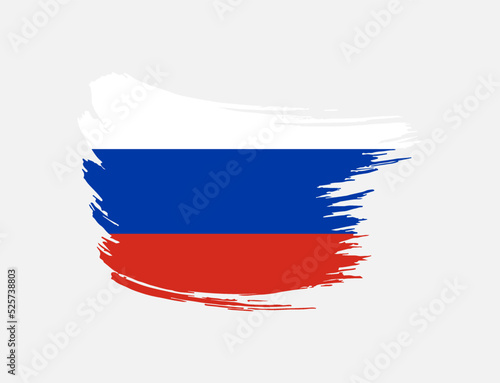 Stain brush painted stroke flag of Russia on isolated background