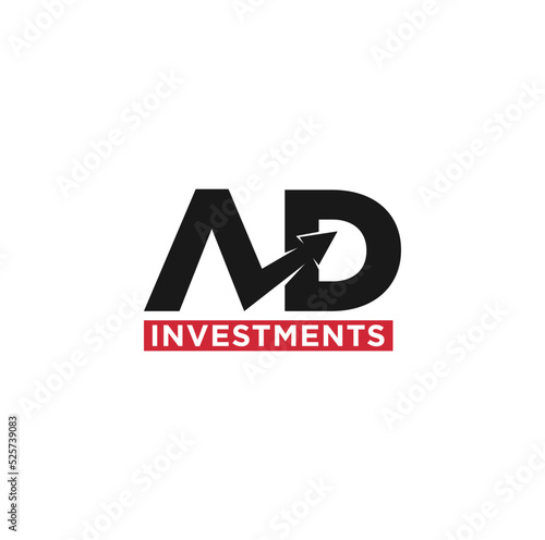 Letter A and D Investment. Arrow icon. Logo design. Vector Illustration. © bangi