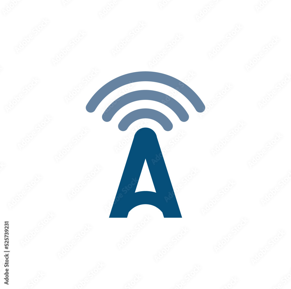 Letter A and signal icon. Logo design. Vector Illustration. Letter A and signal icon. Logo design. Vector Illustration.