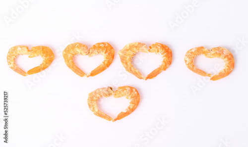 dried shrimp on white background