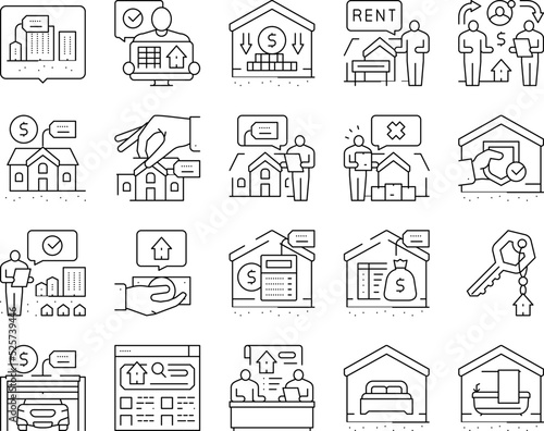 property estate home house real icons set vector