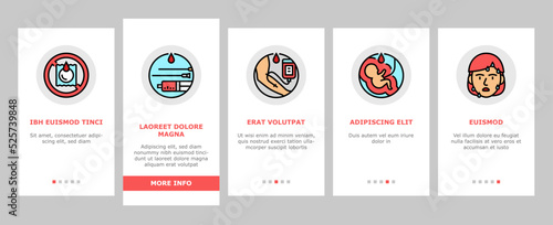 hiv aid health medical ribbon onboarding icons set vector