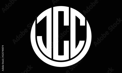 JCC three letter circle logo design vector template.  monogram symbol on black & white.