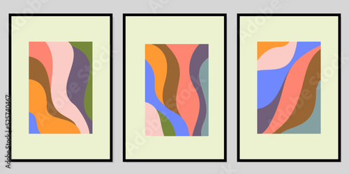 set of colorful abstract wall decor designs. aesthetic styled portrait background.