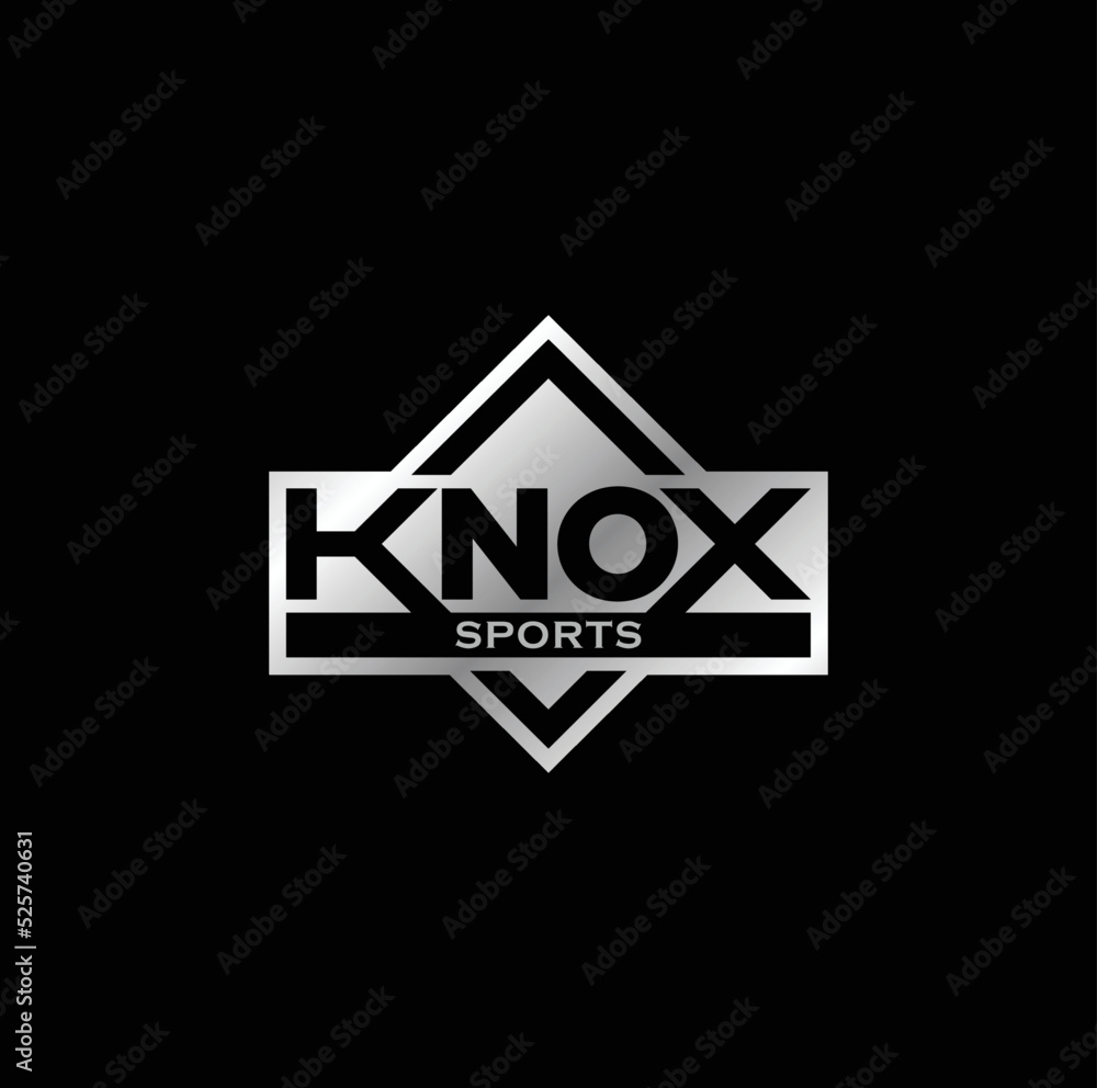 Knox Sports metalic logo. Shield Logo design. Vector Illustration. Knox Sports metalic logo. Shield Logo design. Vector Illustration.