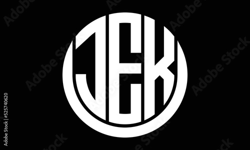 JEK three letter circle logo design vector template.  monogram symbol on black & white.
