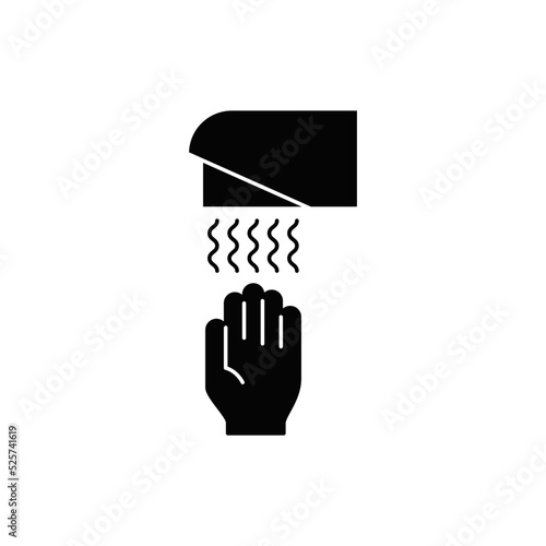 Hand drye icon in black flat glyph, filled style isolated on white background