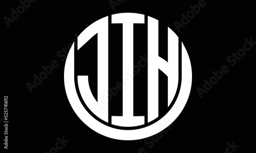 JIH three letter circle logo design vector template.  monogram symbol on black & white.