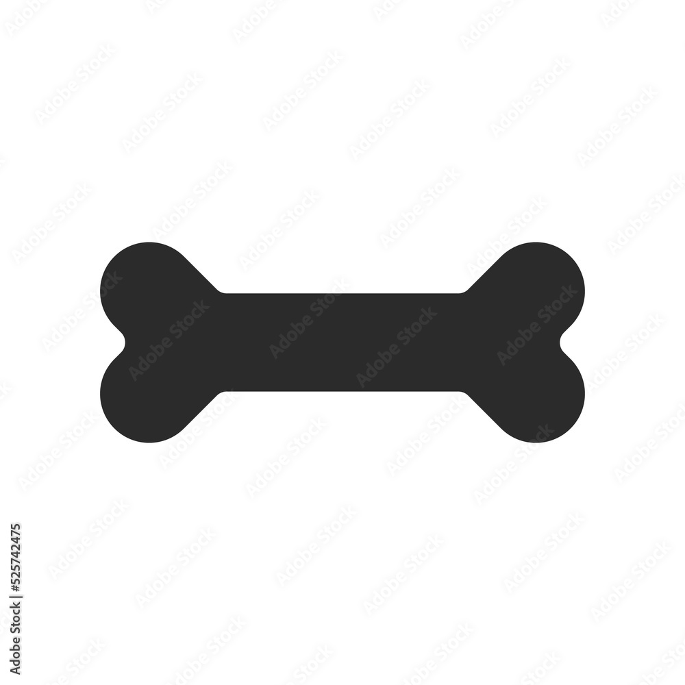 Dog bone silhouette shape label design. Strong dog bone structure Isolated on white background.