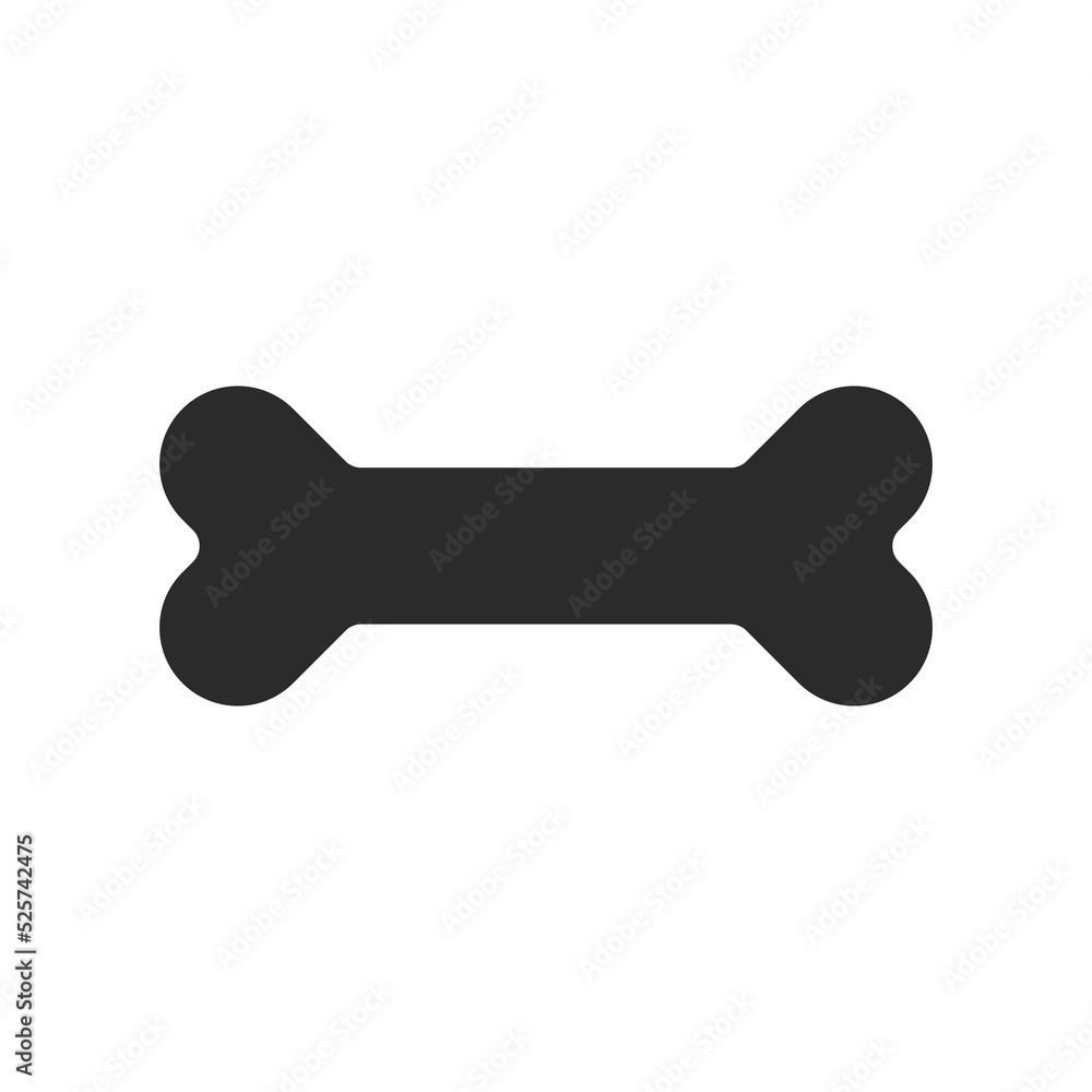 Dog bone silhouette shape label design. Strong dog bone structure Isolated on white background. Dog bone silhouette shape label design. Strong dog bone structure Isolated on white background.