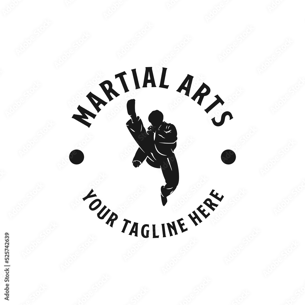 kung fu master or martial arts logo design template Stock Vector