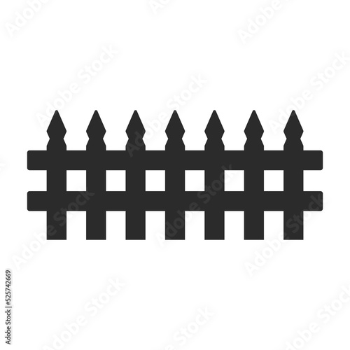 Vector fence silhouette. Black wooden fence isolated on white background.