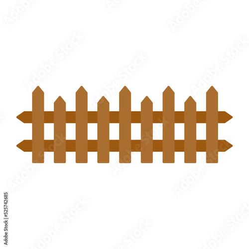 Vector fence silhouette. Black wooden fence isolated on white background.