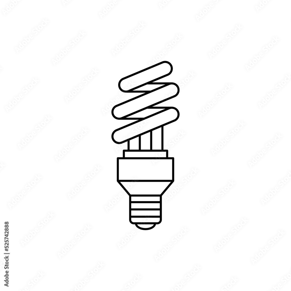 CFL bulb lamp icon in line style icon, isolated on white background CFL bulb lamp icon in line style icon, isolated on white background