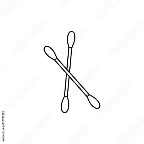 Cotton swabs icon in line style icon, isolated on white background