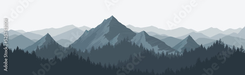 Mountain landscape in the morning or evening. Nature Background Vector Illustration Website Brenner.