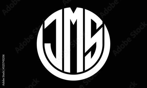 JMS three letter circle logo design vector template.  monogram symbol on black & white.