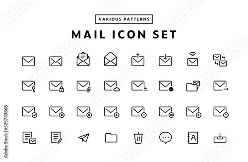 メールのアイコンのセット　Eメール　email　ビジネス　送信　受信　既読　未読　メッセージ　開封