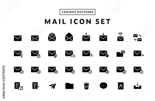 メールのアイコンのセット　Eメール　email　ビジネス　送信　受信　既読　未読　メッセージ　開封