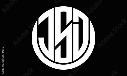 JSD three letter circle logo design vector template.  monogram symbol on black & white.