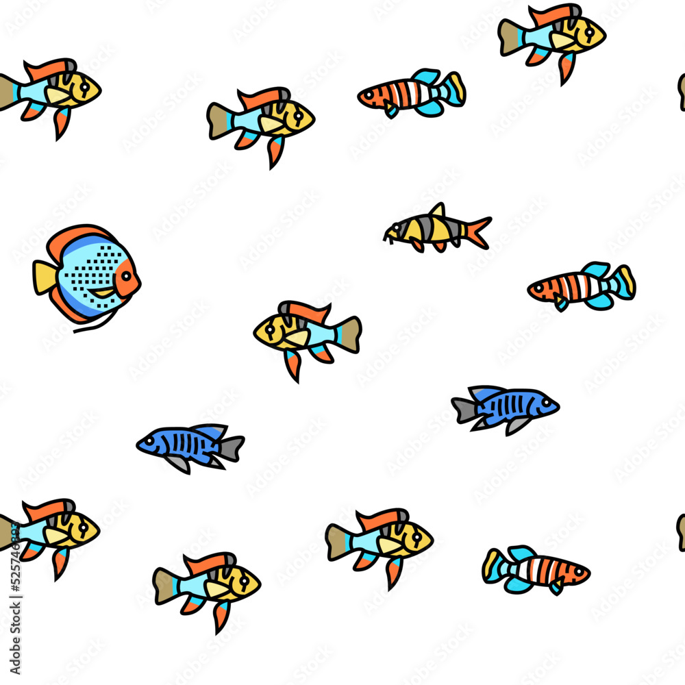 Aquarium Fish Tropical Animal vector seamless pattern
