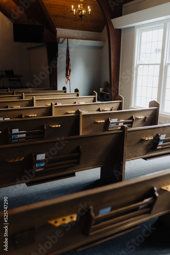 Baptist, Protestant, Catholic Church inside. Beautiful interior of the house of God. Praise, prayer and worship take place in this place.