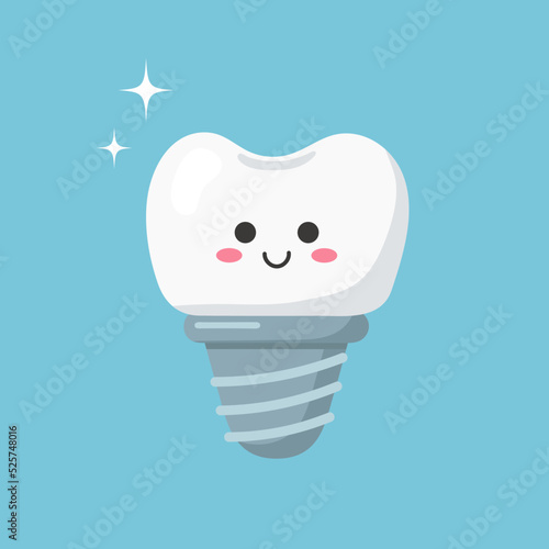 Cute tooth implant. Vector illustration