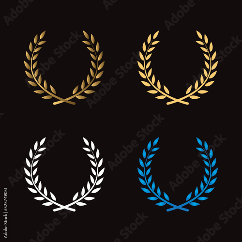 Vector gold award laurel wreath set illustration