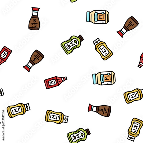 sauce ketchup food mayonnaise vector seamless pattern