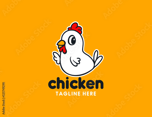 Cartoon chicken  fastfood logo template