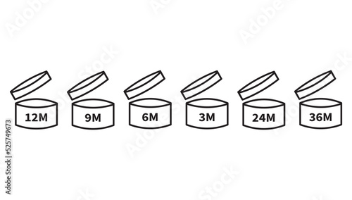 Pao symbol shelf life vector icon. Set period after opening cosmetic icon in the simple style.