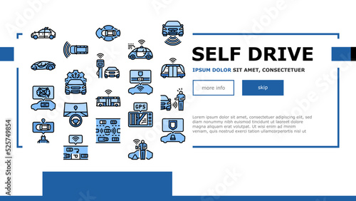 car self vehicle drive smart auto landing header vector