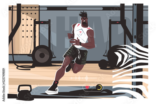 Guy in process of intense workout for whole body