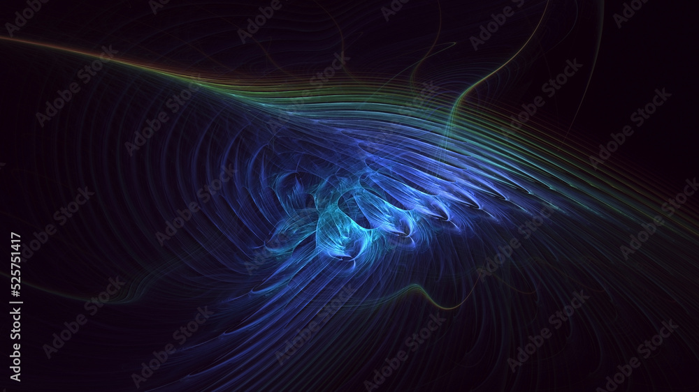 3D rendering abstract blue fractal light background 3D rendering abstract blue fractal light background