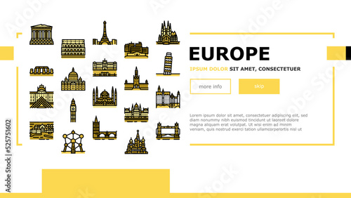 Europe Monument Construction landing header vector
