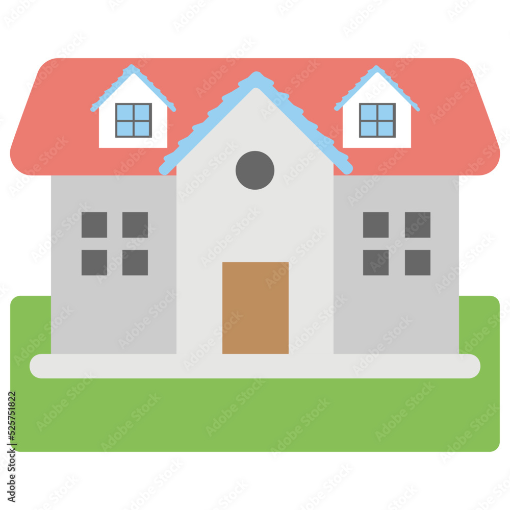 Mansion Flat Colored Icon Mansion Flat Colored Icon